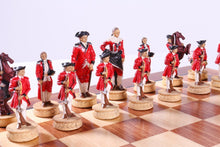 Load image into Gallery viewer, American War for Independence Chess Set on Padauk Board

