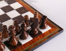 Load image into Gallery viewer, Brown &amp; White Alabaster Chess Set with Wood Frame
