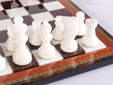 Load image into Gallery viewer, Brown &amp; White Alabaster Chess Set with Wood Frame
