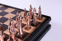 Load image into Gallery viewer, Chinese Qin Chess and Checker Set with Pewter Chessmen and Storage
