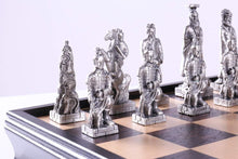 Load image into Gallery viewer, Chinese Qin Chess and Checker Set with Pewter Chessmen and Storage
