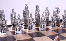 Load image into Gallery viewer, Chinese Qin Chess and Checker Set with Pewter Chessmen and Storage
