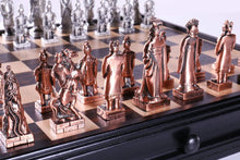 Load image into Gallery viewer, Chinese Qin Chess and Checker Set with Pewter Chessmen and Storage
