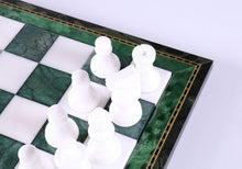 Load image into Gallery viewer, Green &amp; White Alabaster Chess Set with Wood Frame
