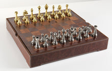 Load image into Gallery viewer, Italy 3" Metal Chess Pieces on Leather Chest
