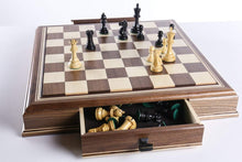 Load image into Gallery viewer, JLP Hardwood Cabinet with Drawers and Removable Chess Board
