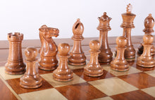 Load image into Gallery viewer, Large 18" Folding Magnetic Golden Rosewood/Maple Chess Set in Leatherette Case
