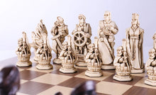 Load image into Gallery viewer, Marble and Resin Christopher Columbus Pieces on Walnut and Maple Board
