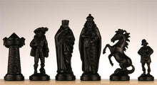 Load image into Gallery viewer, Medieval Chess Pieces - Olive &amp; Black
