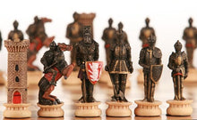 Load image into Gallery viewer, Medieval Chess Set with Handpainted Pieces &amp; Walnut Root Board
