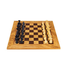Load image into Gallery viewer, Modern Style Olive Burl Chess Set - 16"
