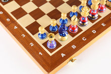 Load image into Gallery viewer, Sydney Gruber Painted 16" Folding Tournament Chess Set in German Design
