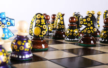 Load image into Gallery viewer, Sydney Gruber Painted 17" Large Kings Chess Set #1

