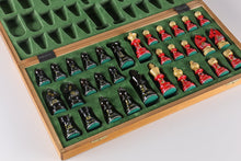 Load image into Gallery viewer, Sydney Gruber Painted 20" Tournament No 6 Chess Set in Red &amp; Black
