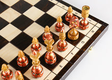 Load image into Gallery viewer, Sydney Gruber Painted Bronze &amp; Black India Chess Set
