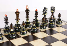Load image into Gallery viewer, Sydney Gruber Painted Bronze &amp; Black India Chess Set
