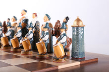 Load image into Gallery viewer, Tudor Kings and Queens by Studio Anne Carlton - Chess Set on Natural Edge Hardwood

