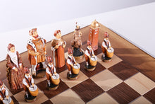 Load image into Gallery viewer, Tudor Kings and Queens by Studio Anne Carlton - Chess Set on Natural Edge Hardwood
